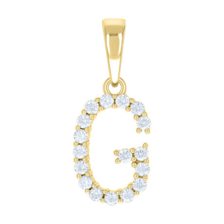 925 Sterling Silver Cz Pendant Initial Letter "G"