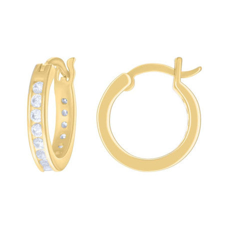925 Sterling Silver Cz Hoop Earrings 3mm-16