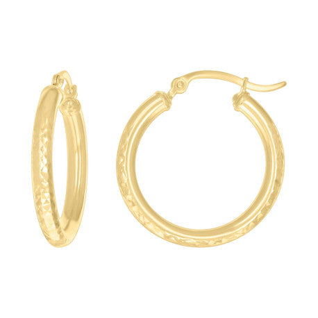 10Kt Gold Fancy Hoop Earrings 3mm