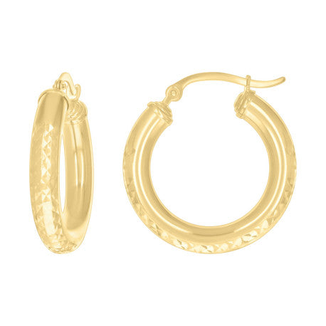14Kt Gold Fancy Hoop Earrings 4mm