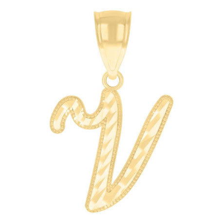 14Kt Gold Initial Pendant V