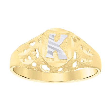 10Kt Gold Initial "K" Letter Ring