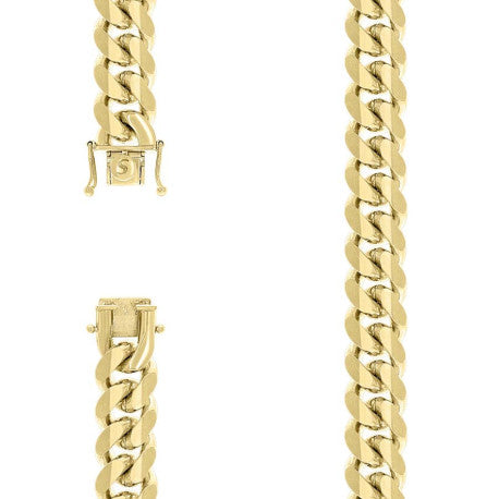 925 Sterling Silver Solid Miami Cuban Chain Yellow 450 14.5mm