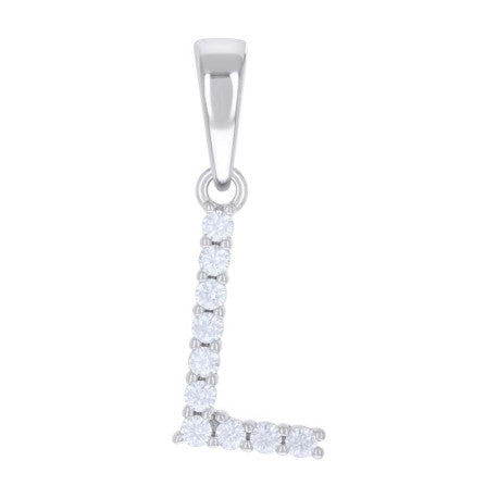 925 Silver Initial Letter "L" Pendant Moissanite C
