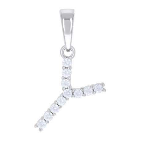 925 Silver Initial Letter "Y" Pendant Moissanite C