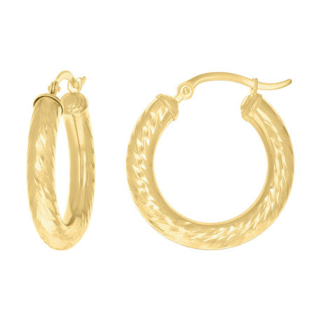 10Kt Gold Fancy Hoop Earrings 4mm