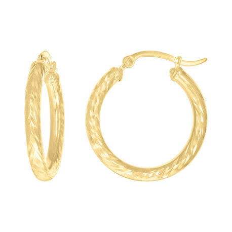 10Kt Gold Fancy Hoop Earrings 3mm
