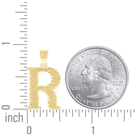 10Kt Gold Initial "R" Letter Pendant