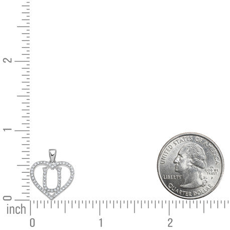 925 Sterling Silver Cz Initial Letter Pendant "U"