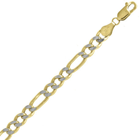 10kt Gold Hollow Pave Figaro Chain 150