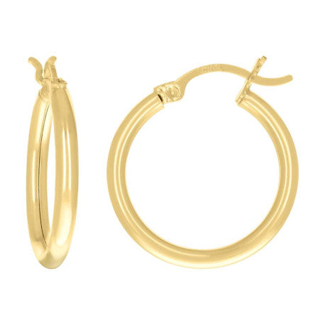 14Kt Gold 2mm Plain Hoop Earrings