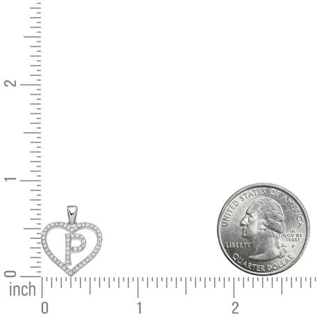 925 Sterling Silver Cz Initial Letter Pendant "P"