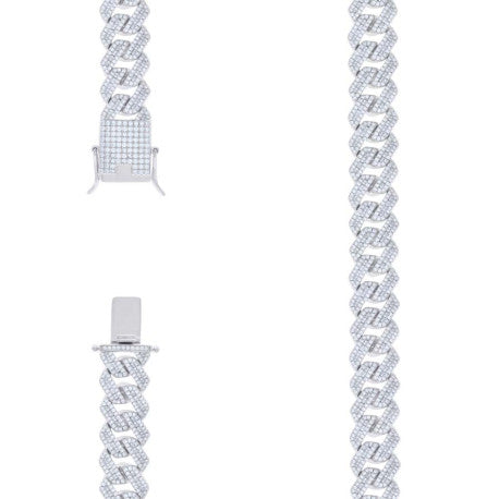 925 Sterling Silver Cz Fancy Bracelet Chain 14mm-22