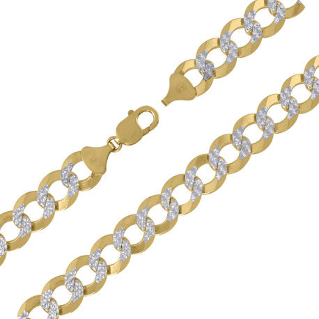 10kt Gold Solid Cuban Pave 350 Chain