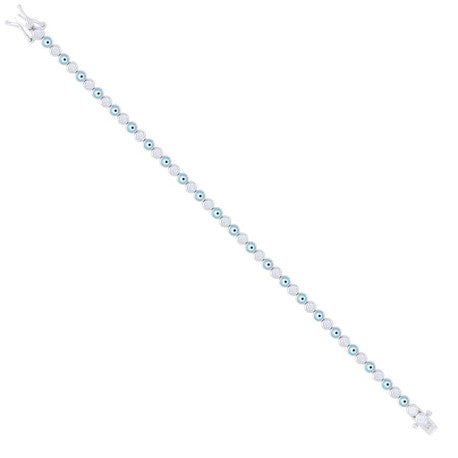 925 Sterling Silver Cz Bracelet 7.25 Inches