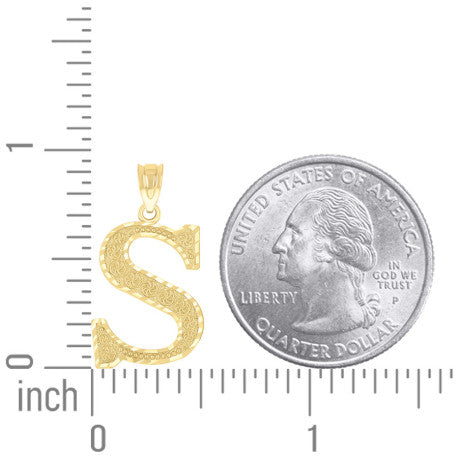 10Kt Gold Initial "S" Letter Pendant