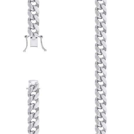 925 Sterling Silver Hollow Miami Cuban Chain Rhodium 300 11mm