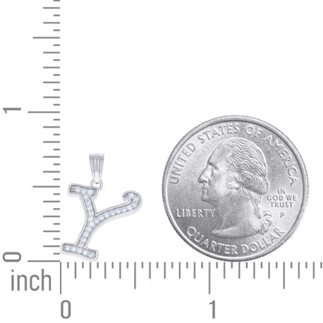 925 Sterling Silver Moissanite Initial "Y" Pendant