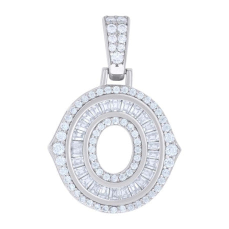 925 Silver Pendant "O" Moissanite 0.56Ct, Baguette