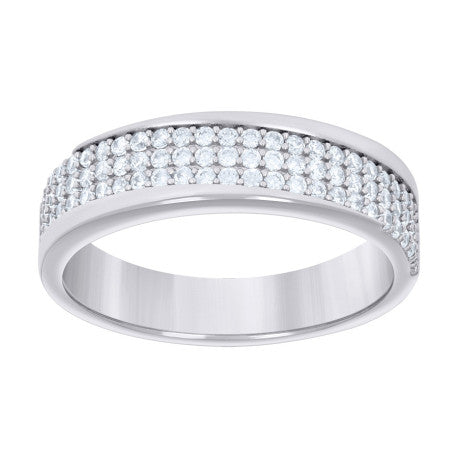 925 Sterling Silver 0.60Ctw Moissanite Ring Band S