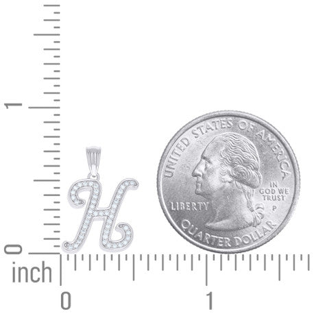 925 Sterling Silver Cz Initial "H" Pendant