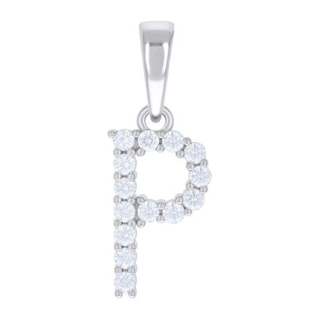 925 Silver Initial Letter "P" Pendant Moissanite C