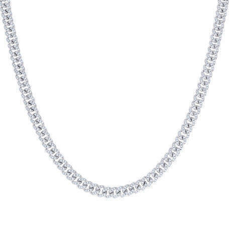 925 Sterling Silver Cz Chain 6mm-7"-24"