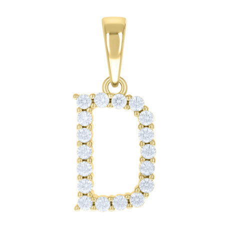 925 Sterling Silver Cz Pendant Initial Letter "D"