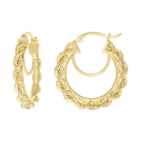 14Kt Gold Fancy Hoop Earrings 3mm