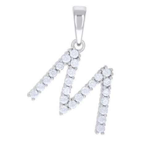 925 Silver Initial Letter "M" Pendant Moissanite C