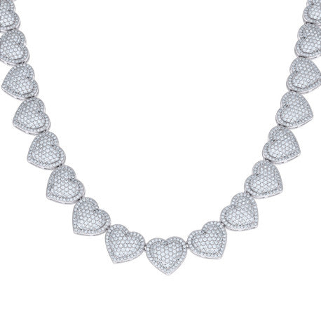 925 Sterling Silver Cz Heart Necklace 14mm