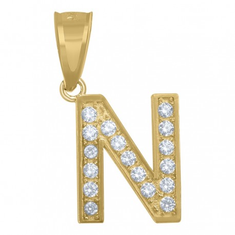 10Kt Gold Initial "N" Letter Pendant