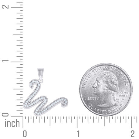 925 Sterling Silver Cz Initial "W" Pendant