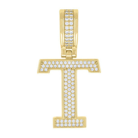 925 Silver Initial Letter "T" Pendant Moissanite C