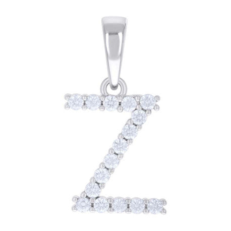 925 Silver Initial Letter "Z" Pendant Moissanite C