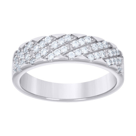 925 Sterling Silver 0.55Ctw Moissanite Ring Band S