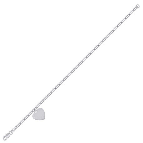 925 Sterling Silver Heart Rhodium Plated Bracelet
