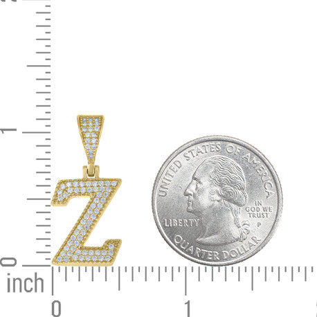 925 Sterling Silver Cz Initial "Z" Pendant