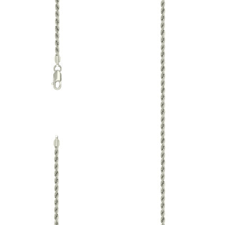 925 Sterling Silver Solid Rope Chain Silver 050 2.5mm