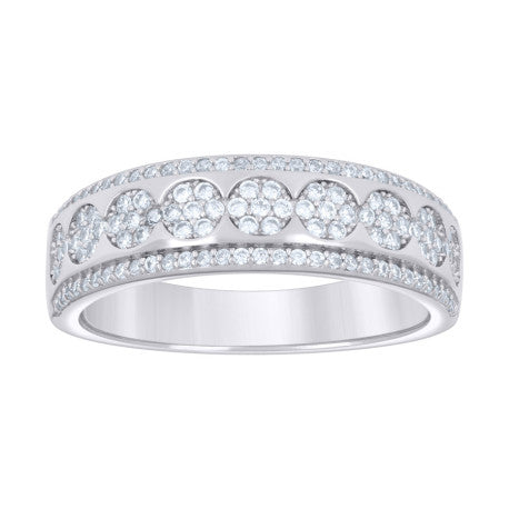 925 Sterling Silver 0.81Ctw Moissanite Ring Band S