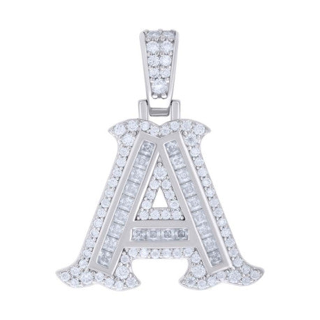 925 Silver Pendant "A" Moissanite 0.59Ct, Baguette
