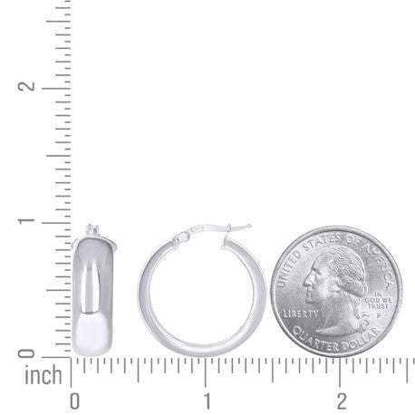925 Sterling Silver Earrings Hoop Silver 7mm-20