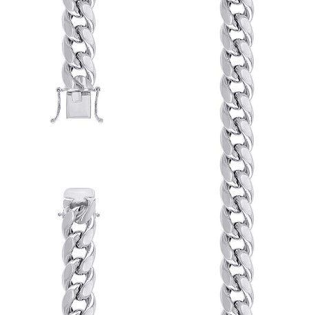 925 Sterling Silver Hollow Miami Cuban Chain Rhodium 350 12.5mm