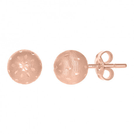 14Kt Rose Gold Fancy Ball-Stud Earrings 8mm