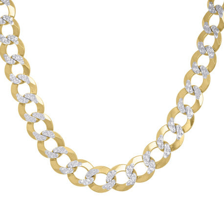 10kt Gold Solid Cuban Pave 350 Chain
