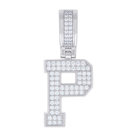 925 Silver Initial Letter "P" Pendant Moissanite C